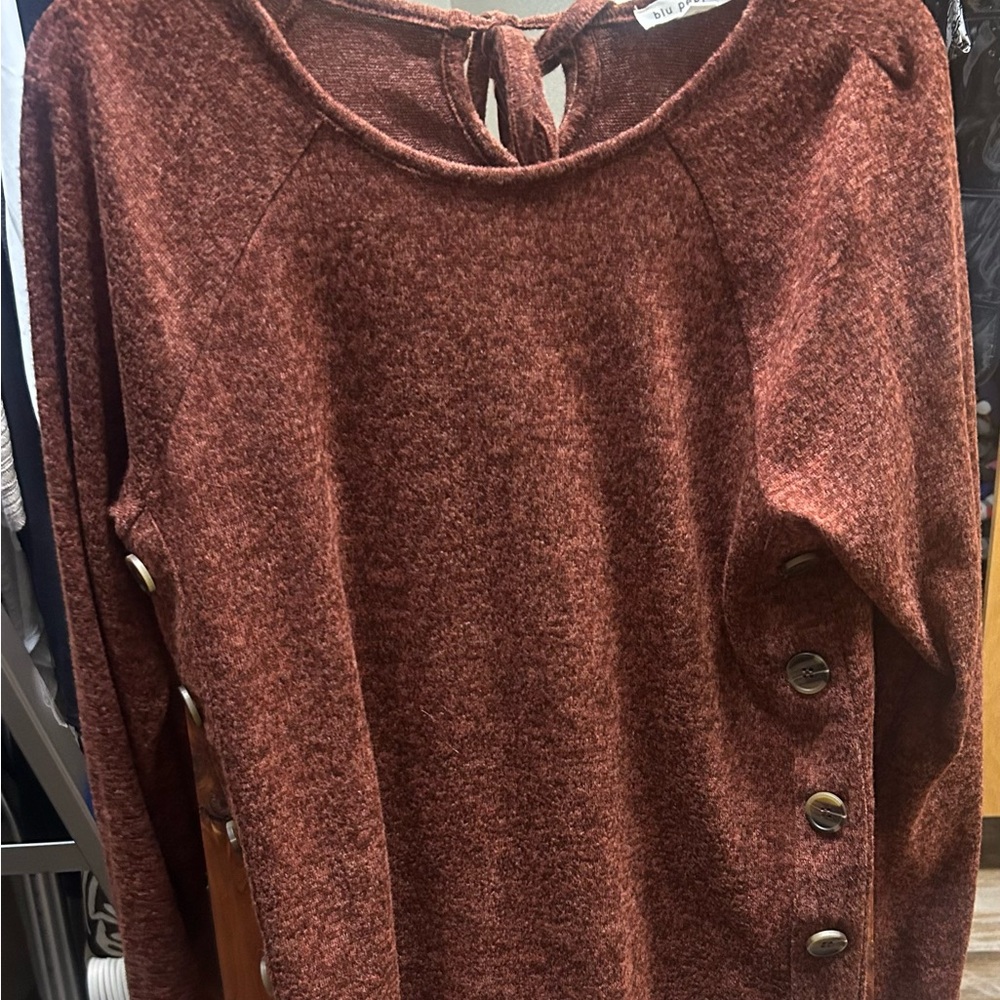 Wild Fable Rust Button-Detail Sweater